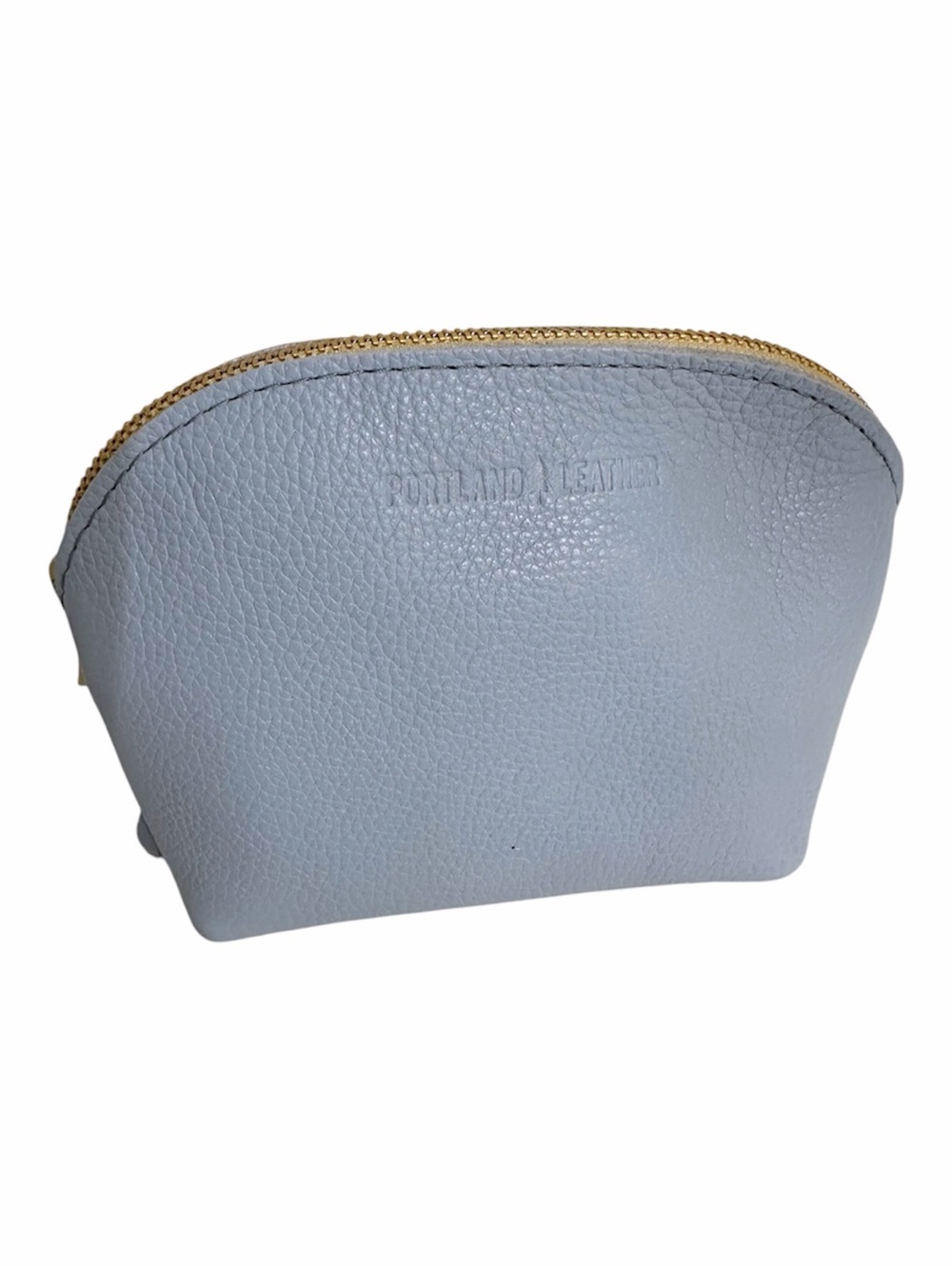 NEW Portland Leather Goods Bella Makeup Bag in light blue Possibly nimbus